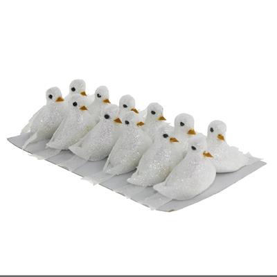 12 Adet 5x3cm Strafor Kuş Güvercin Simli