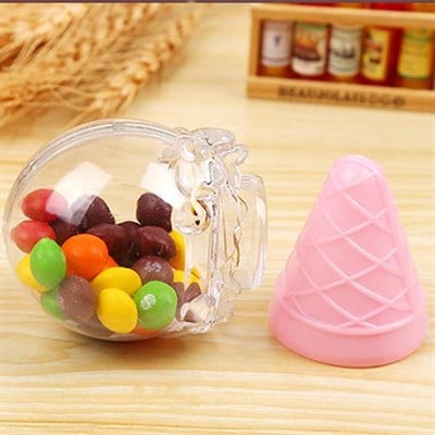 12 Adet 6x11cm Dondurma Külah Plastik Kutu