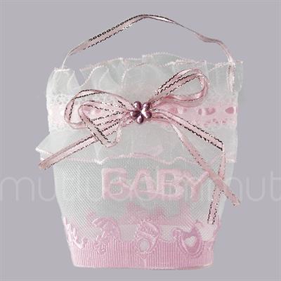 12 Adet 6x7cm Baby Yazılı Kumaş Hediyelik Çanta