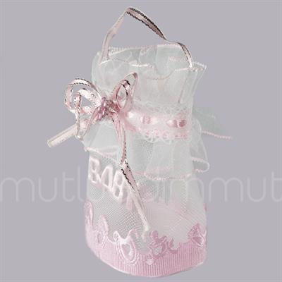 12 Adet 6x7cm Baby Yazılı Kumaş Hediyelik Çanta