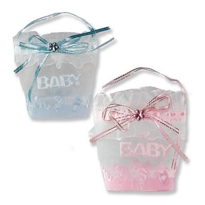 12 Adet 6x7cm Baby Yazılı Kumaş Hediyelik Çanta