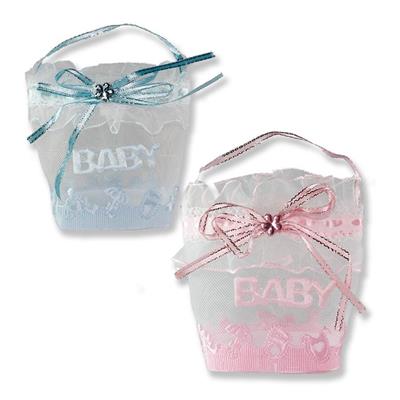 12 Adet 6x7cm Baby Yazılı Kumaş Hediyelik Çanta