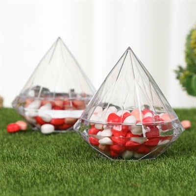 12 Adet 7x6,Cm Elmas Plastik Kutu Piramit