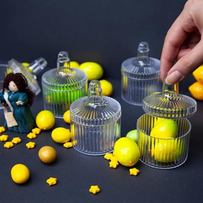 12 Adet 8x6cm Plastik Kapaklı Kutu Çizgili Şekerlik