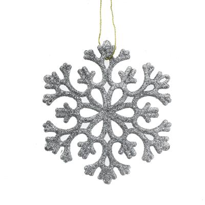12 Adet 9cm Simli Kar Tanesi Ağaç Süsü Gümüş