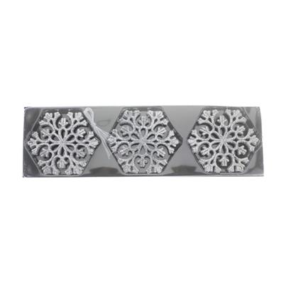 12 Adet 9cm Simli Kar Tanesi Ağaç Süsü Gümüş