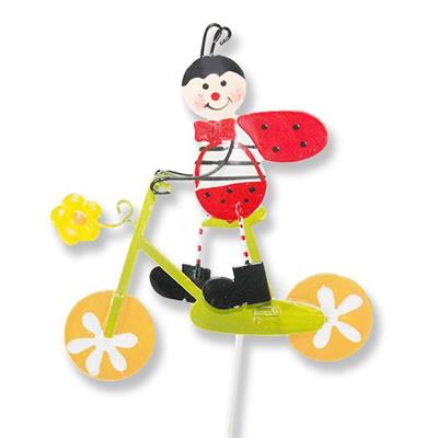 12 Adet Bisikletli Uğur Böceği Metal Çubuk