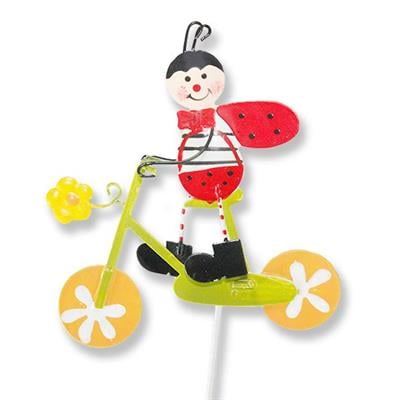 12 Adet Bisikletli Uğur Böceği Metal Çubuk