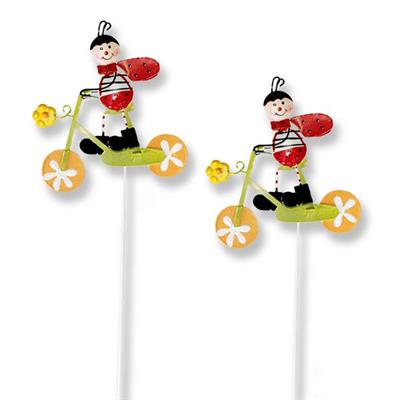 12 Adet Bisikletli Uğur Böceği Metal Çubuk