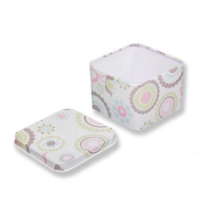 12 Adet Çiçek Desenli Kare Metal Kutu