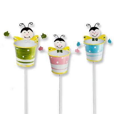 12 Adet Gülen Uğur Böcekli Çubuk Metal Kova