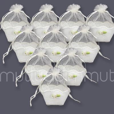 12 Adet Kına Çerezlik Hediye Çantası Kare