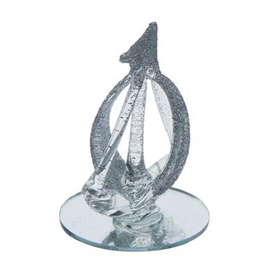 12 Adet Kristal Cam Yelkenli Gemi Simli