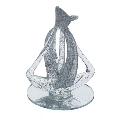 12 Adet Kristal Cam Yelkenli Gemi Simli
