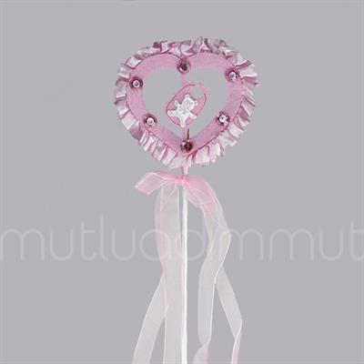12 Adet Kumaş Fırfırlı Süslü Kalp Çubuk
