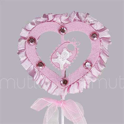 12 Adet Kumaş Fırfırlı Süslü Kalp Çubuk