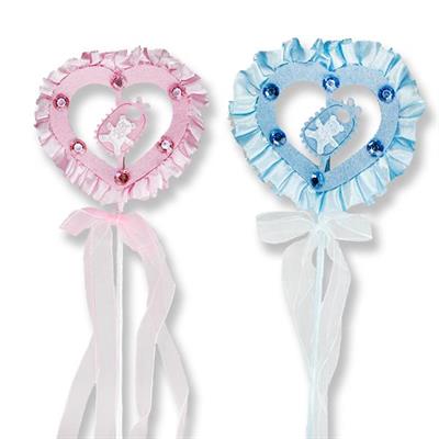 12 Adet Kumaş Fırfırlı Süslü Kalp Çubuk