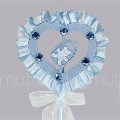 12 Adet Kumaş Fırfırlı Süslü Kalp Çubuk