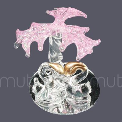 12 Adet Palmiye Altında Kristal Cam Kuğular