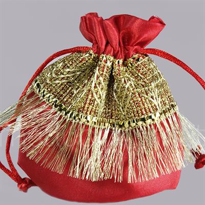 12 Adet Püsküllü Kese 12x14cm Hediye Kesesi