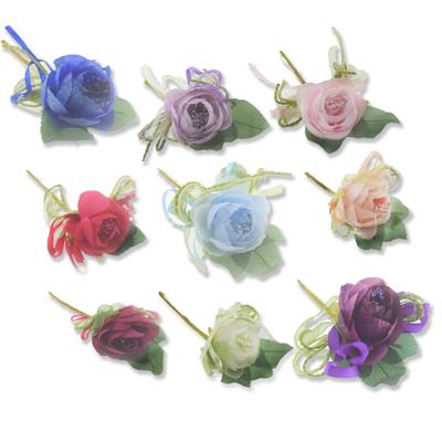 12 Adet Tekli Tomurcuklu Kumaş Çiçek Yaka Gülü