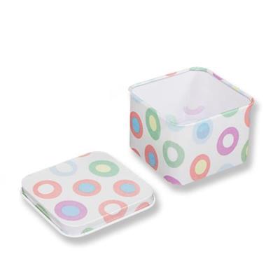 12 Adet Yuvarlak Desenli Kare Metal Kutu