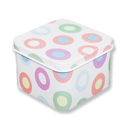 12 Adet Yuvarlak Desenli Kare Metal Kutu