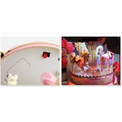 12x18cm Müzik Kutusu LED Işıklı Plastik Atlı Karınca Krem Renk