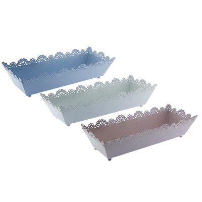 12x31cm Metal Tepsi Saksı Dikdörtgen Sepet