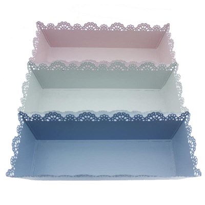 12x31cm Metal Tepsi Saksı Dikdörtgen Sepet