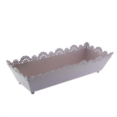 12x31cm Metal Tepsi Saksı Dikdörtgen Sepet