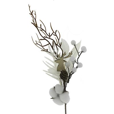 12x50cm Beyaz Meyveli Pamuklu Yapay Çiçek Dalı