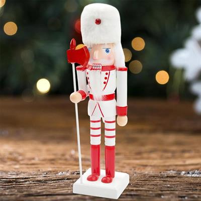 15cm Ahşap Kurşun Asker Kırmızı Beyaz Renkli Mod.1