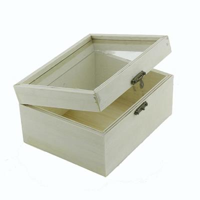 15x12cm Ahşap Kutu Ortası Camlı