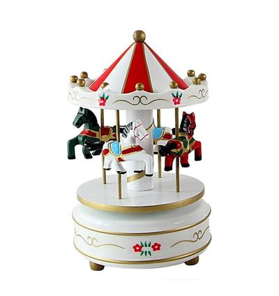 18cm Atlı Karınca Müzik Kutusu  Beyaz - Kırmızı