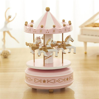 18cm Atlı Karınca Müzik Kutusu Pembe