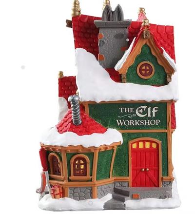 18cm Elf Atölyesi Elf Workshop Işıklı Yılbaşı Dekor