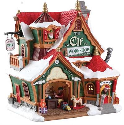 18cm Elf Atölyesi Elf Workshop Işıklı Yılbaşı Dekor