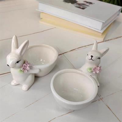 2 Adet 11cm Seramik Tavşan Biblo Dekor