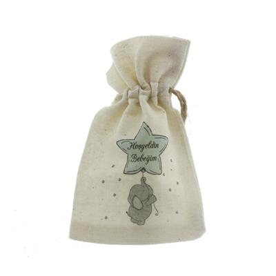 20 Adet 8x13cm Keten Kese Filli Hoşgeldin Bebeğim