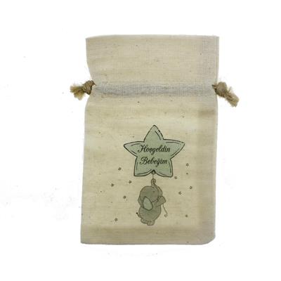 20 Adet 8x13cm Keten Kese Filli Hoşgeldin Bebeğim