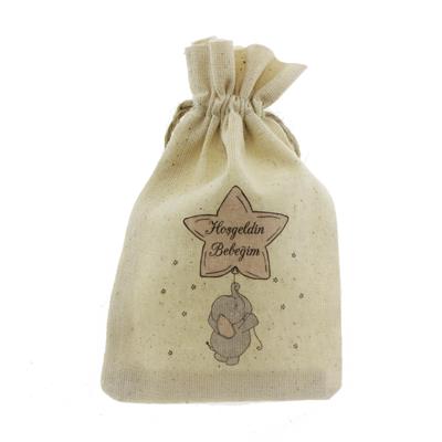 20 Adet 8x13cm Keten Kese Filli Hoşgeldin Bebeğim