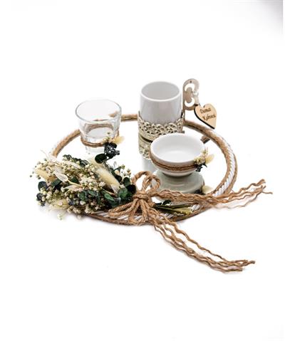 20cm Söz Nişan Damat Kahvesi Fincan Lokumluk Seti Doğal