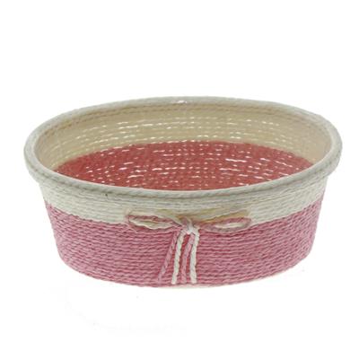 20x12cm Hasır Sepet Renkli Fiyonklu