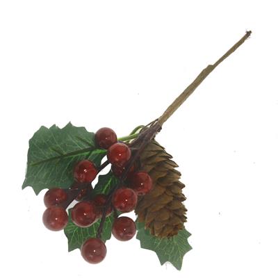 22x15cm Kozalaklı Berry Yapraklı Yılbaşı Yapay Çiçeği