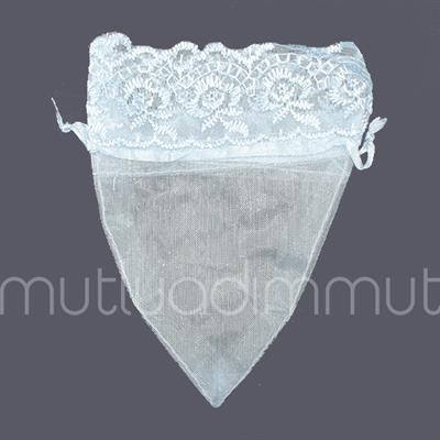 24 Adet 10x13cm Ağzı Dantel Üçgen Kese