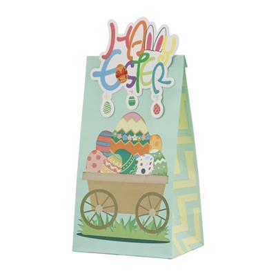 24 Adet 12x20,5cm Tavşan Paskalya Kese Kağıdı Yapışkan Stickerlı Torba Poşet