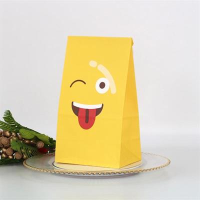 24 Adet 12x21cm Smile Gülen Yüzler Kese Kağıdı Yapışkan Sticlerlı Torba Poşet