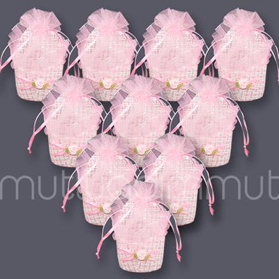 24 Adet Ağzı Üçgen Hasır Hediyelik Çanta Kese Çerezlik