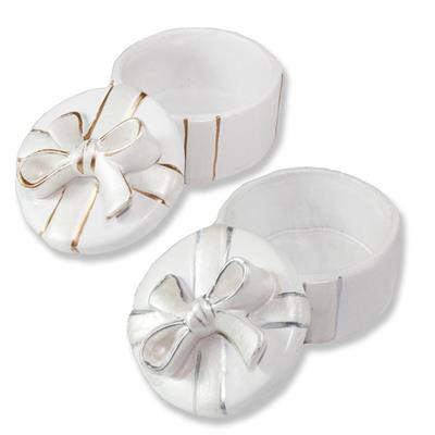 24 Adet Altın Fiyonklu Yuvarlak Kutu Biblo